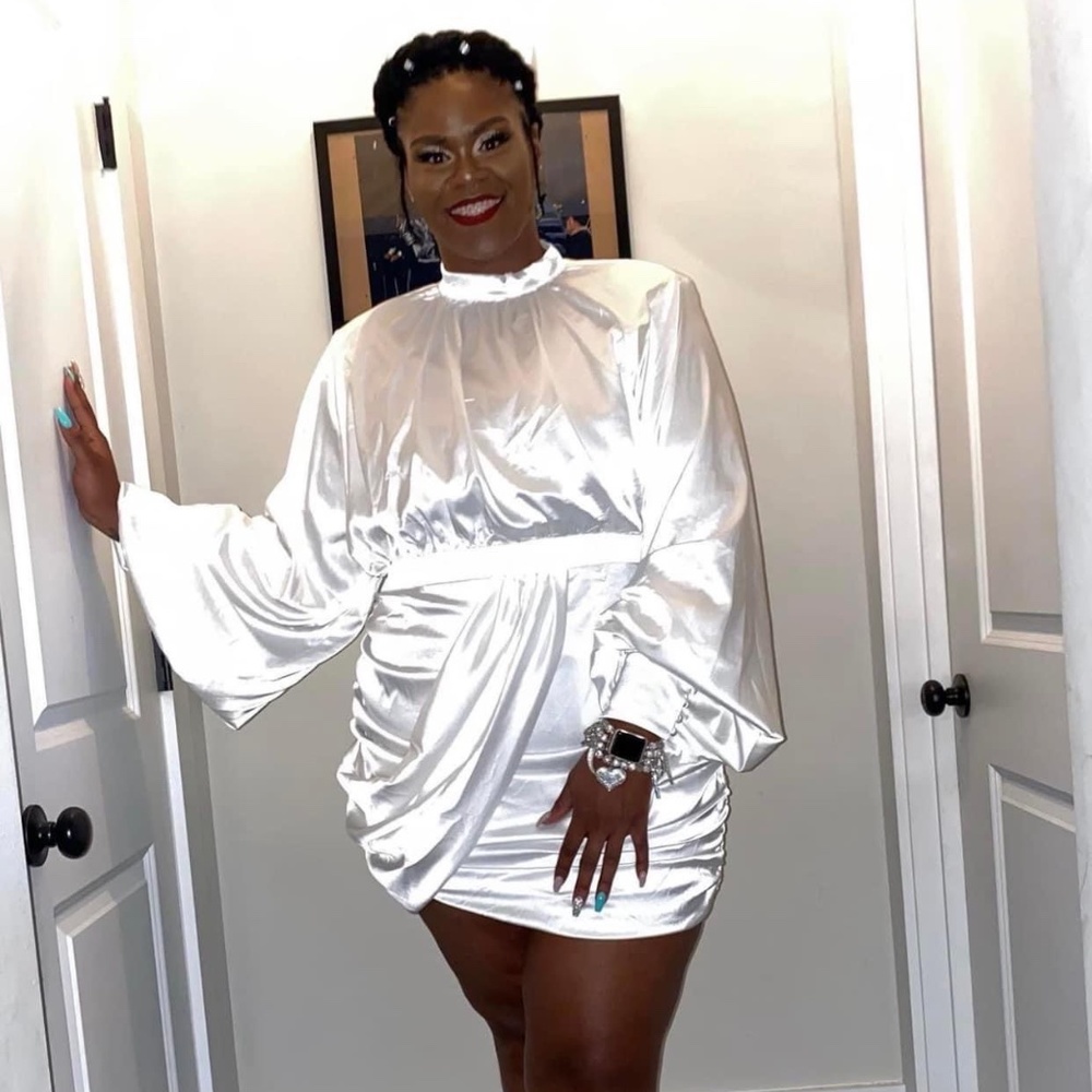 Sharing Secrets Satin Mini Dress- Ivory